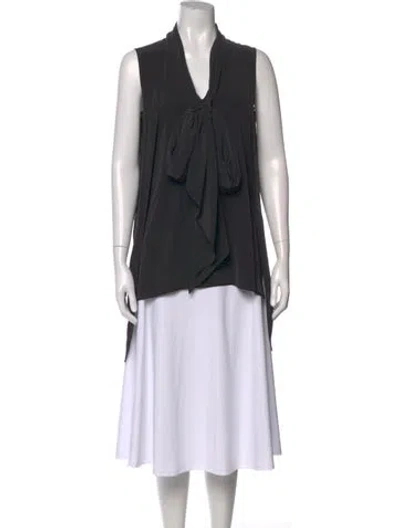 Pre-owned Sportmax Tie Neck Sleeveless Top In Black