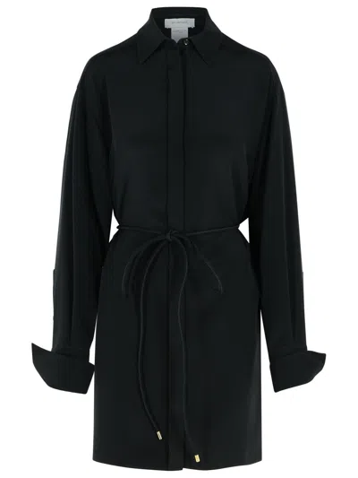 Sportmax Tied Waist Long-sleeved Dress In Nero