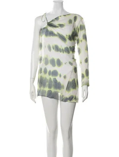 Pre-owned Sportmax Tie-dye Print Mini Dress In Green/white