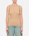 Sportmax Tione Cotton Ribbed Tank Top In Beige