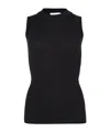 Sportmax Canotta Nera In Cotone A Costine In Black