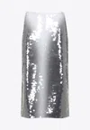 Sportmax Gradient Sequin Pencil Skirt In Silver