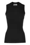 Sportmax Canotta Nera In Cotone A Costine In Black