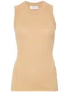 Sportmax Canotta Beige In Cotone A Costine In Neutrals