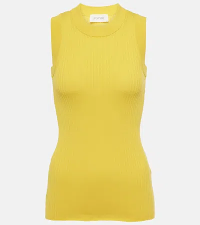 Sportmax Sport Max Ribbed Cotton Tank Top In Yellow