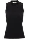 Sportmax Ribbed Knit Top With Crew Neckline In Black