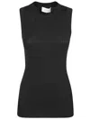 Sportmax Canotta Nera In Cotone A Costine In Bianco