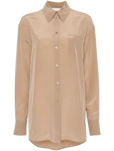 Sportmax Buttoned Curved Hem Shirt In Beige