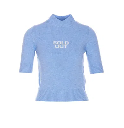 Sportmax Embroidered Sold Out Mock Neck Top In Blue