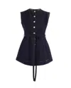 Sportmax Blue Solid Round Neck Top