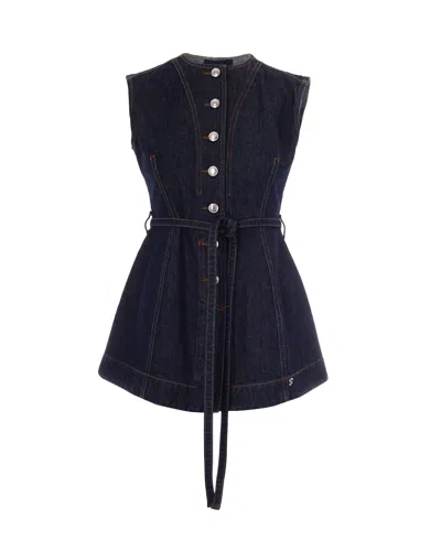 Sportmax Sleeveless Top In Authentic Indigo Denim In Black