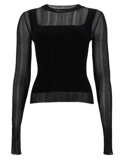 Sportmax Viscose Crewneck T-shirt T-shirts Black
