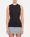 Sportmax Ribbed Knit Top With Crew Neckline In Nero