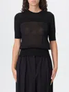 Sportmax Crew Neck Viscose And Wool T Shirt In Black