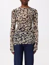 Sportmax Animalier Print Sheer Long Sleeve Top In Camel