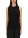 Sportmax Ribbed Knit Top With Crew Neckline In Black