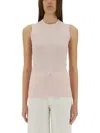 Sportmax Tione Crewneck Sleeveless Tank Top In Pink