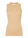 Sportmax Canotta Beige In Cotone A Costine In Beige