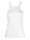 Sportmax Ribbed Crew Neck Racerback Sleeveless Top In White