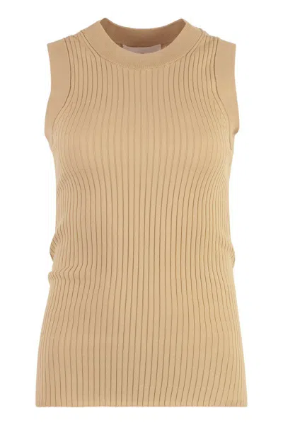 Sportmax Toledo Cotton Tank Top In Beige