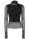 Sportmax Valdai Embellished Fishnet Crop Top In Black