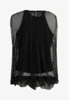 Sportmax Embellished Mesh And Jersey Top In Black