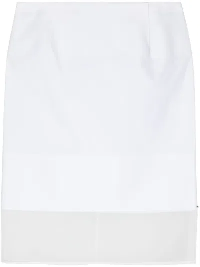 Sportmax Transparent-panel Poplin Skirt In Weiss