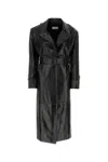 Sportmax Black Nappa Leather Alfeo1234 Trench Coat In Black