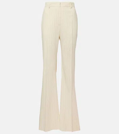 Sportmax Tritone Pinstripe Canvas Flared Pants In Beige