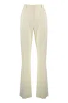 Sportmax Cream Flared Pants With Pinstripe Motif In Viscose Blend Woman