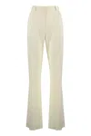 Sportmax Cream Flared Pants With Pinstripe Motif In Viscose Blend Woman In Green
