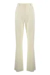 Sportmax Cream Flared Pants With Pinstripe Motif In Viscose Blend Woman In Green