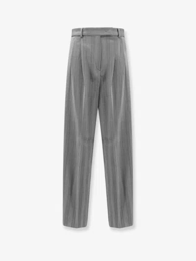 Sportmax Andalo Wool Blend Herringbone Wide Pants In Grey