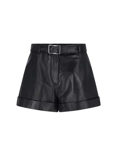 Sportmax Leather Shorts In Black