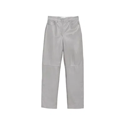 Sportmax Paneled Leather Trousers In Gray