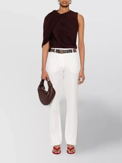 Sportmax Trousers Straight Leg Belt Loops Front Pleats In White