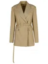 Sportmax Wool Blazer With Belted Waist And Flap Pockets In Multi