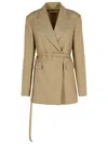 Sportmax Wool Blazer With Belted Waist And Flap Pockets In Multi