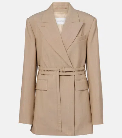 Sportmax Tubinga Belted Virgin Wool Blazer In Neutral