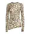 Sportmax Animalier Print Sheer Long Sleeve Top