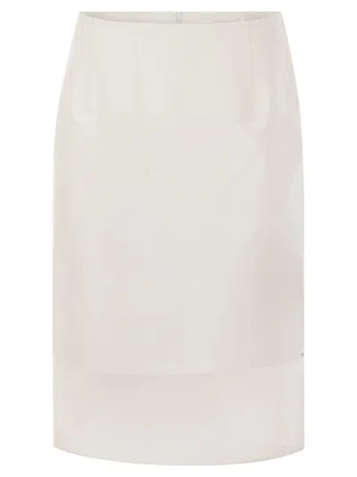 Sportmax Turkey Skirt With Organza Insert In White