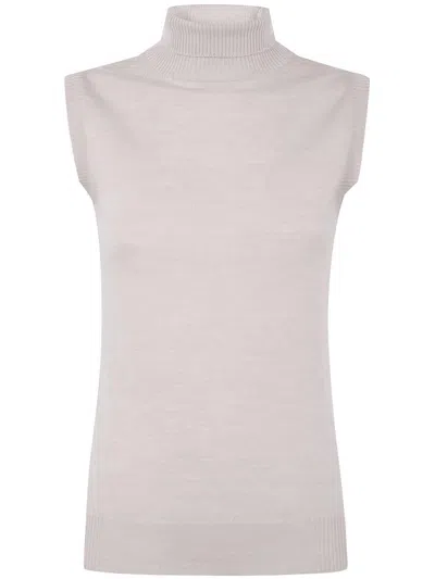 SPORTMAX SPORTMAX TURTLE NECK SLEEVES LESS WOVEN "VERTIGO" TOP CLOTHING