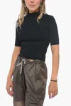 Sportmax Turtleneck Cerbero Sweater With 3/4 Sleeves In Black