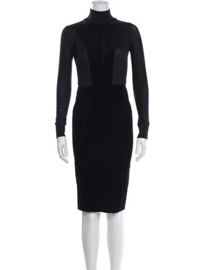 Pre-owned Sportmax Turtleneck Knee-length Dress In Black