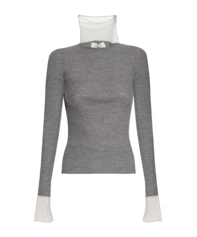 Sportmax Turtleneck Knitted Jumper In Gray