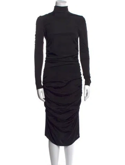 Pre-owned Sportmax Turtleneck Long Dress In Black