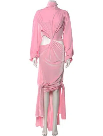 Pre-owned Sportmax Turtleneck Long Dress In Pink