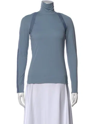 Pre-owned Sportmax Turtleneck Long Sleeve Top In Blue