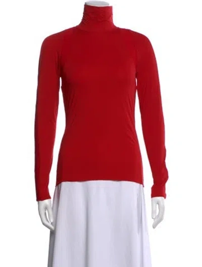Pre-owned Sportmax Turtleneck Long Sleeve Top In Red