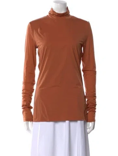Pre-owned Sportmax Turtleneck Long Sleeve Top W/ Tags In Brown